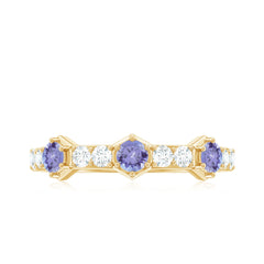 Natural Tanzanite and Diamond Half Eternity Ring for Women