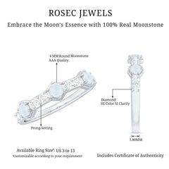 Moonstone and Diamond Minimal Half Eternity Ring