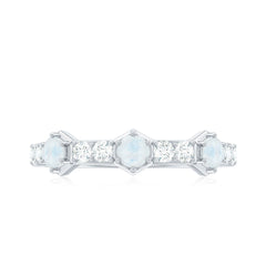 Moonstone and Diamond Minimal Half Eternity Ring