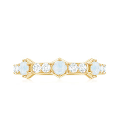 Moonstone and Diamond Minimal Half Eternity Ring