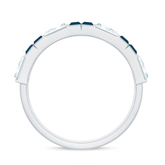 Baguette London Blue Topaz Alternate Eternity Band with Moissanite
