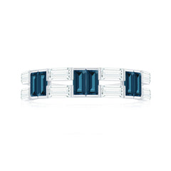 Baguette London Blue Topaz Alternate Eternity Band with Moissanite