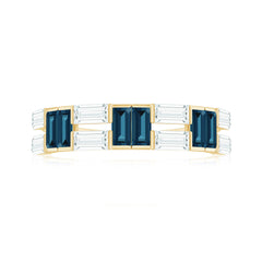 Baguette London Blue Topaz Alternate Eternity Band with Moissanite