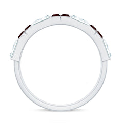 Certified Real Baguette Garnet Half Eternity Wedding Band