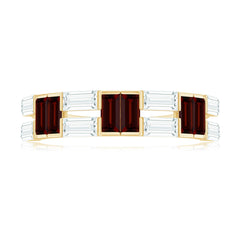 Certified Real Baguette Garnet Half Eternity Wedding Band