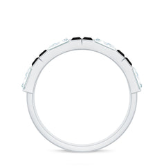 Natural Baguette Black Spinel Half Eternity Ring with Moissanite