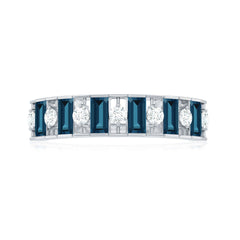 Baguette London Blue Topaz Eternity Anniversary Band with Diamond