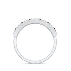 Classic Garnet Baguette Eternity Wedding Band with Diamond