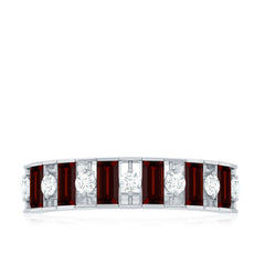 Classic Garnet Baguette Eternity Wedding Band with Diamond