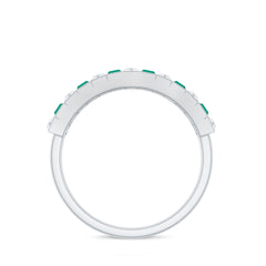 Certified Baguette Lab Grown Emerald Diamond Half Eternity Anniversary Band