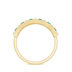 Certified Baguette Lab Grown Emerald Diamond Half Eternity Anniversary Band