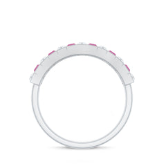 Alternate Pink Tourmaline and Diamond Half Eternity Ring