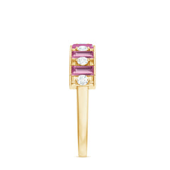 Alternate Pink Tourmaline and Diamond Half Eternity Ring