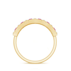 Alternate Pink Tourmaline and Diamond Half Eternity Ring