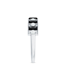 Natural Baguette Black Spinel Half Eternity Ring with Diamond