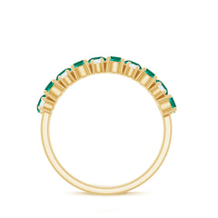 Certified Lab Grown Emerald Cluster Wedding Band with Moissanite