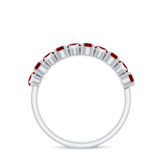 2 CT Round Created Ruby and Moissanite Cluster Half Eternity Ring