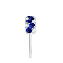 Certified Lab Grown Blue Sapphire Half Eternity Band Ring for Anniversary
