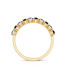 Certified Lab Grown Blue Sapphire Half Eternity Band Ring for Anniversary