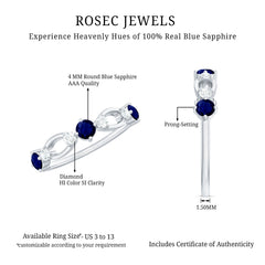 3/4 CT Blue Sapphire and Diamond Minimal Eternity Ring