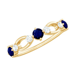 3/4 CT Blue Sapphire and Diamond Minimal Eternity Ring