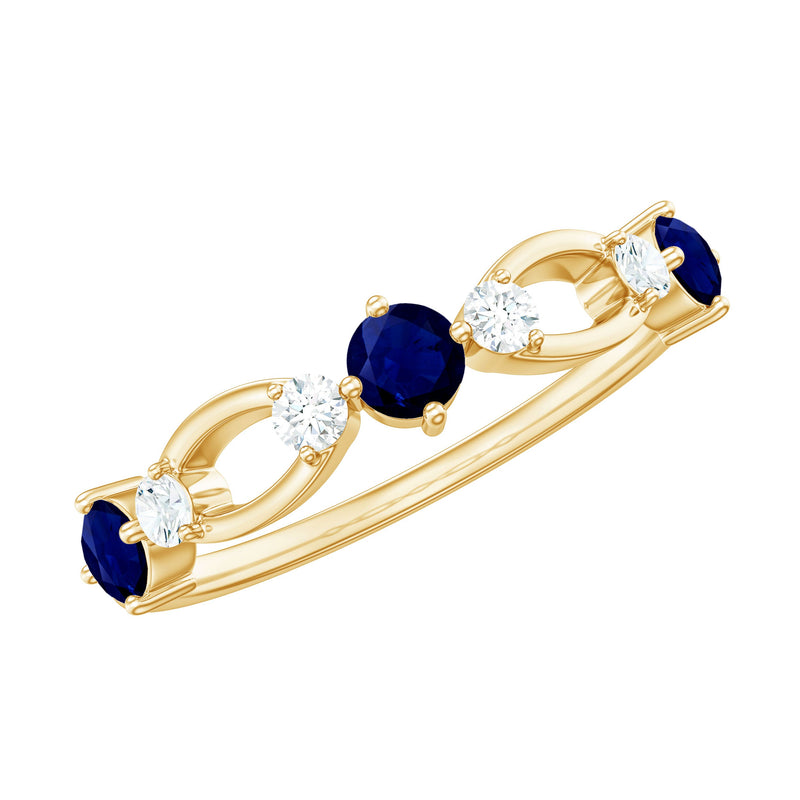 3/4 CT Blue Sapphire and Diamond Minimal Eternity Ring