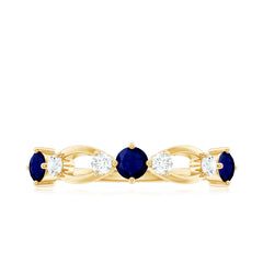 3/4 CT Blue Sapphire and Diamond Minimal Eternity Ring