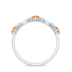 Natural Citrine Half Eternity Ring with Diamond