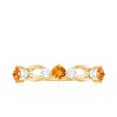 Natural Citrine Half Eternity Ring with Diamond