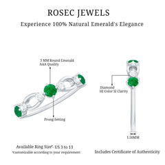 Natural Emerald Diamond Infinity Anniversary Ring