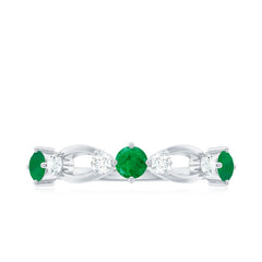 Natural Emerald Diamond Infinity Anniversary Ring