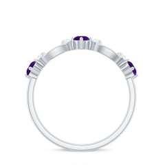 Real Amethyst and Diamond Minimal Promise Ring