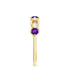 Real Amethyst and Diamond Minimal Promise Ring