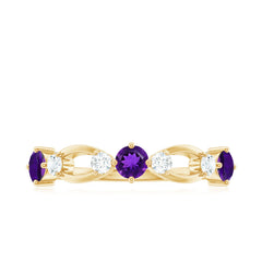 Real Amethyst and Diamond Minimal Promise Ring