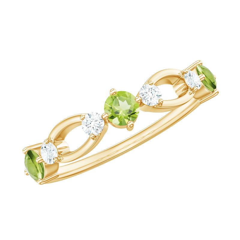 Minimal Peridot Promise Ring with Diamond