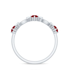 Genuine Ruby Promise Ring with Diamond for Women