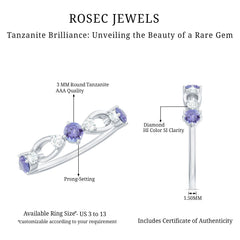 Natural Tanzanite Diamond Ring for Promise