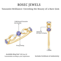 Natural Tanzanite Diamond Ring for Promise