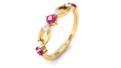 Pink Tourmaline and Diamond Minimal Eternity Anniversary Band Ring