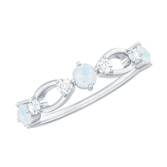 Minimal Promise Ring with Moonstone and Diamond