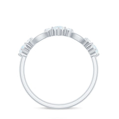 Minimal Promise Ring with Moonstone and Diamond