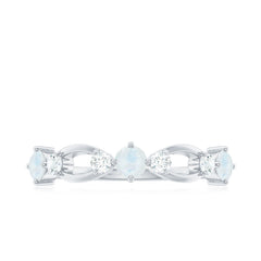 Minimal Promise Ring with Moonstone and Diamond