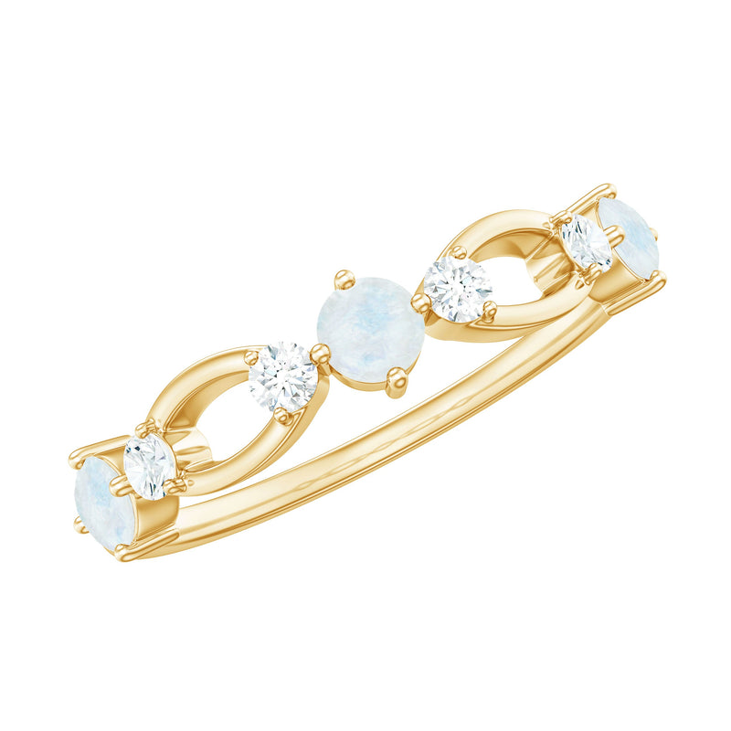 Minimal Promise Ring with Moonstone and Diamond