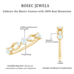 Minimal Promise Ring with Moonstone and Diamond