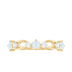 Minimal Promise Ring with Moonstone and Diamond