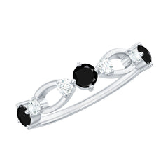 Certified Real Black Spinel Diamond Promise Ring for Her
