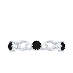 Certified Real Black Spinel Diamond Promise Ring for Her