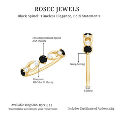 Certified Real Black Spinel Diamond Promise Ring for Her