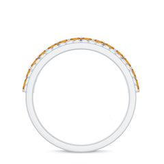 Certified Real Citrine Half Eternity Ring with Diamond