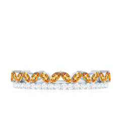 Certified Real Citrine Half Eternity Ring with Diamond